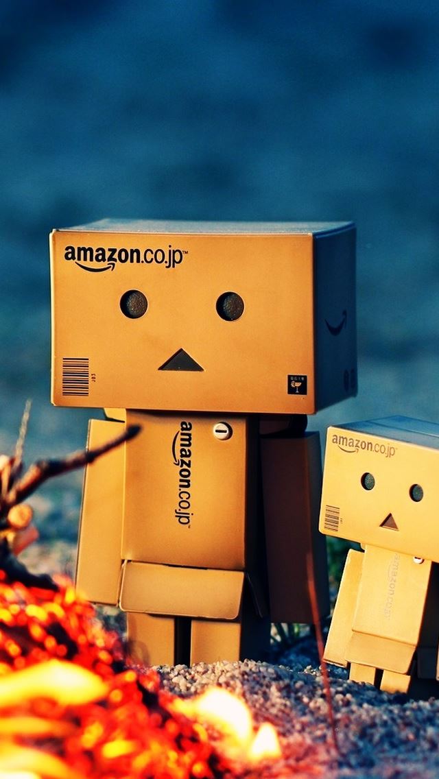 640x1136 Danbo Fire Camp - fun iPhone Wallpaper
