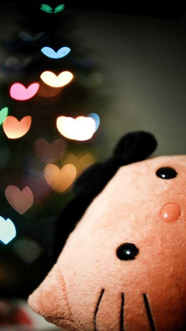 640x1136 Kitty Love - hearts iPhone Wallpaper