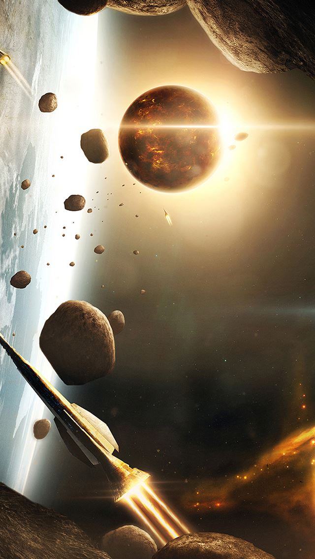640x1136 Spaceships Asteroids - lights iPhone Wallpaper