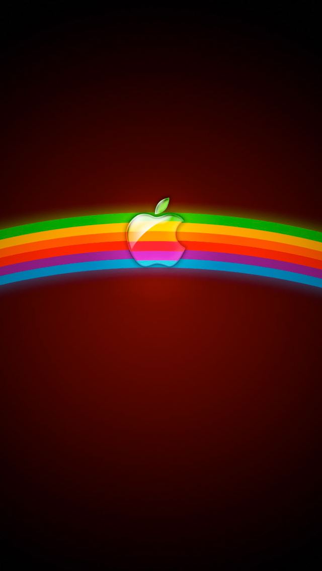 640x1136 Apple Logo Rainbow - pure iPhone Wallpaper