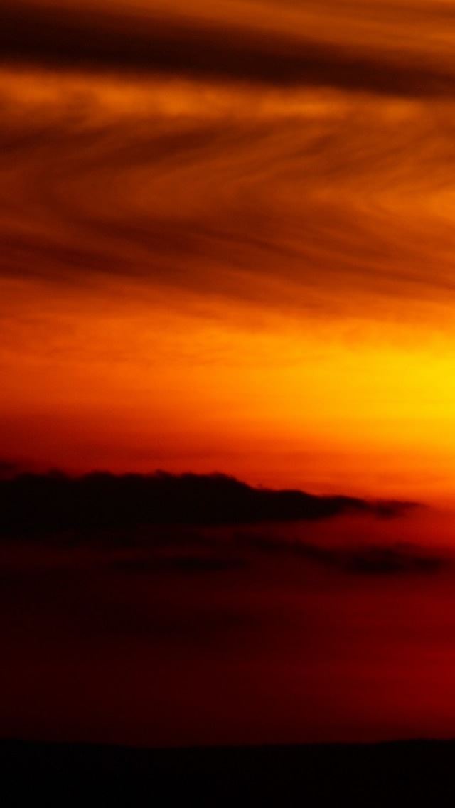 640x1136 Setting big red sun - sun iPhone Wallpaper