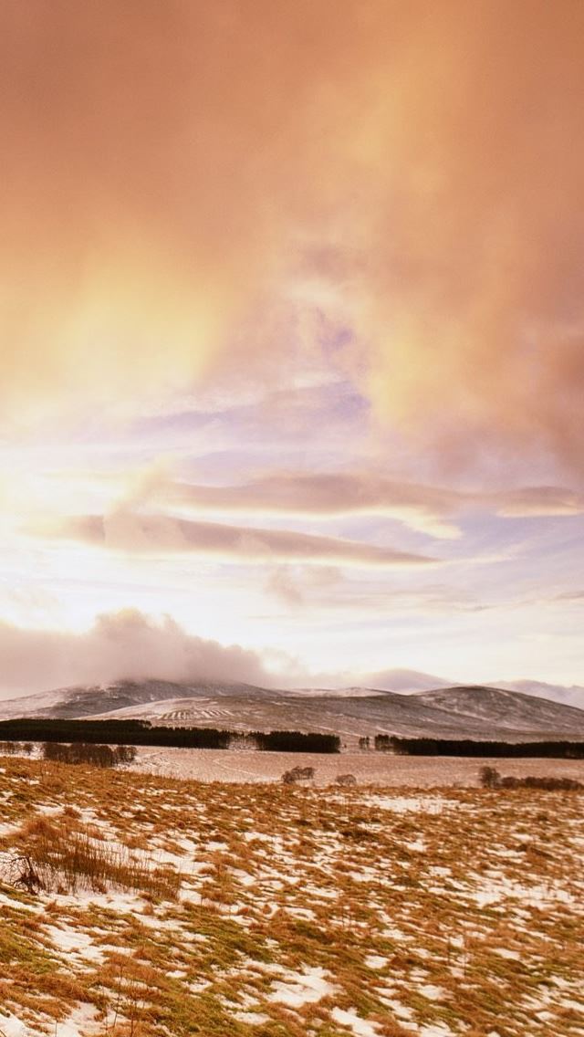 640x1136 Sunset over frozen field - sunset iPhone Wallpaper