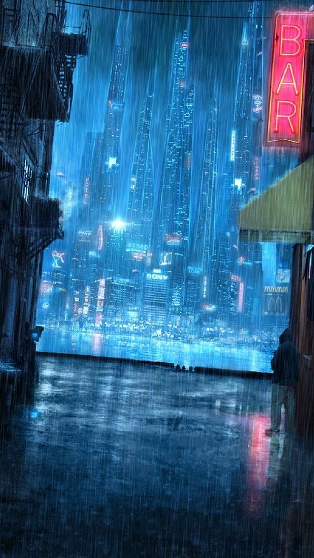 Rainy Night Street Iphone Wallpapers Free Download