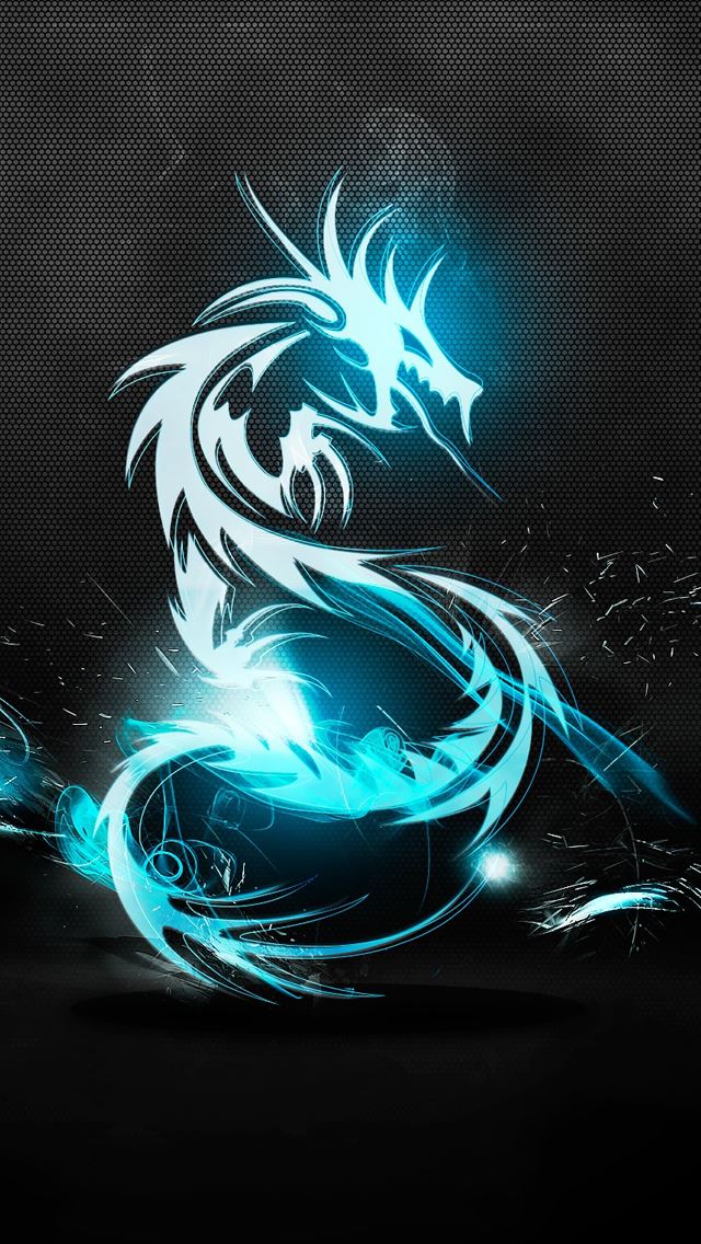 640x1136 Dark Blue Dragon - lights iPhone Wallpaper