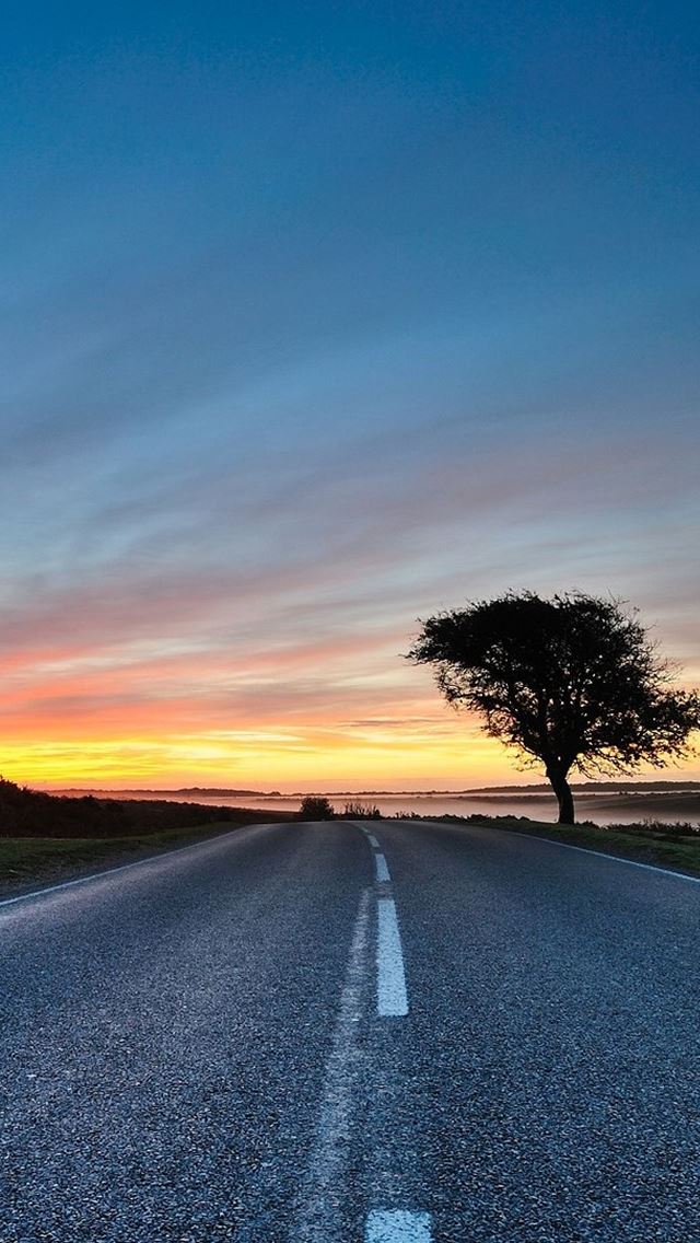 640x1136 Sunset Road -  iPhone Wallpaper