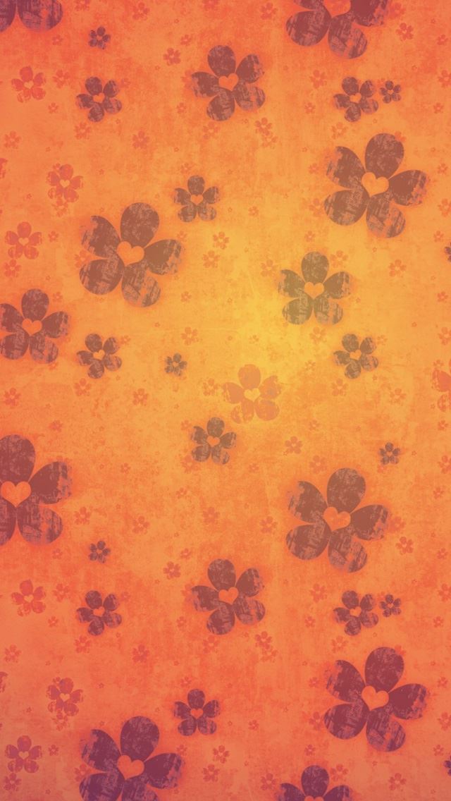 640x1136 Retro orange flowers - retro iPhone Wallpaper