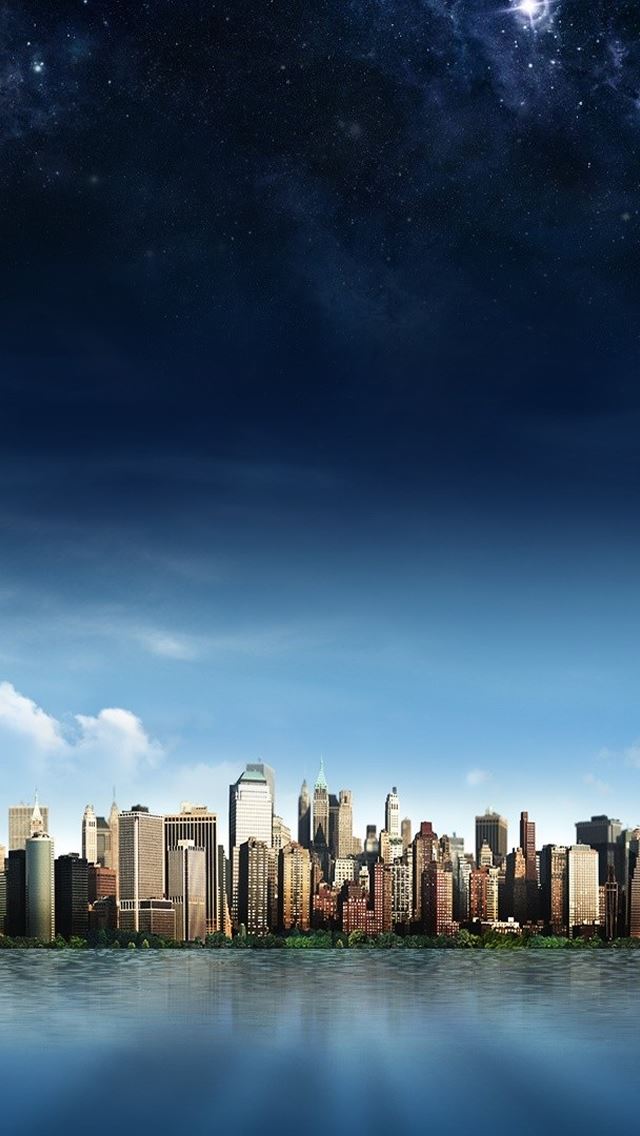 640x1136 Skyline Island City - buildings iPhone Wallpaper