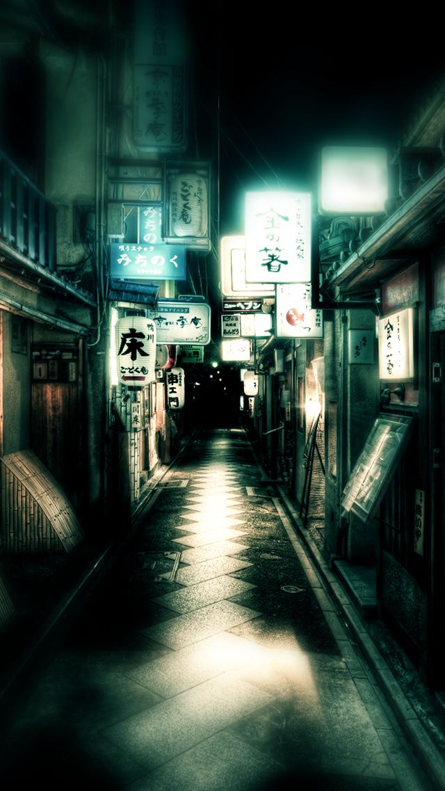 640x1136 Japan Kyoto Street - lights iPhone Wallpaper