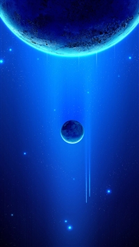 Space scene blue planets wallpaper