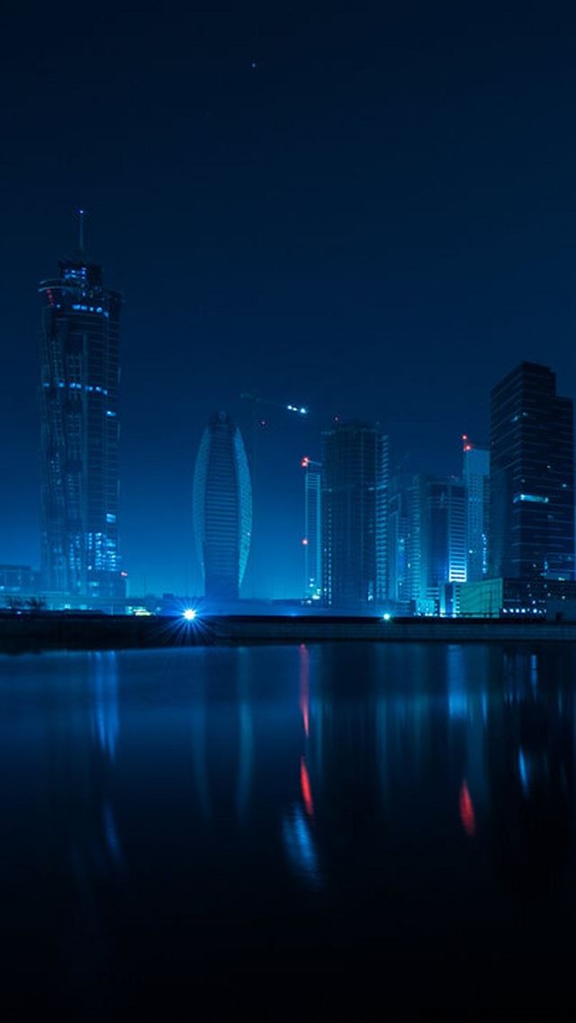 640x1136 Dubai Blue Night - lights iPhone Wallpaper