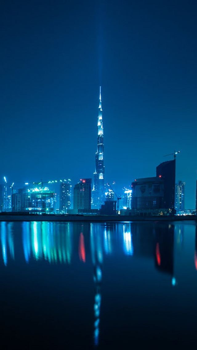 640x1136 Blue Dubai Night - dubai iPhone Wallpaper