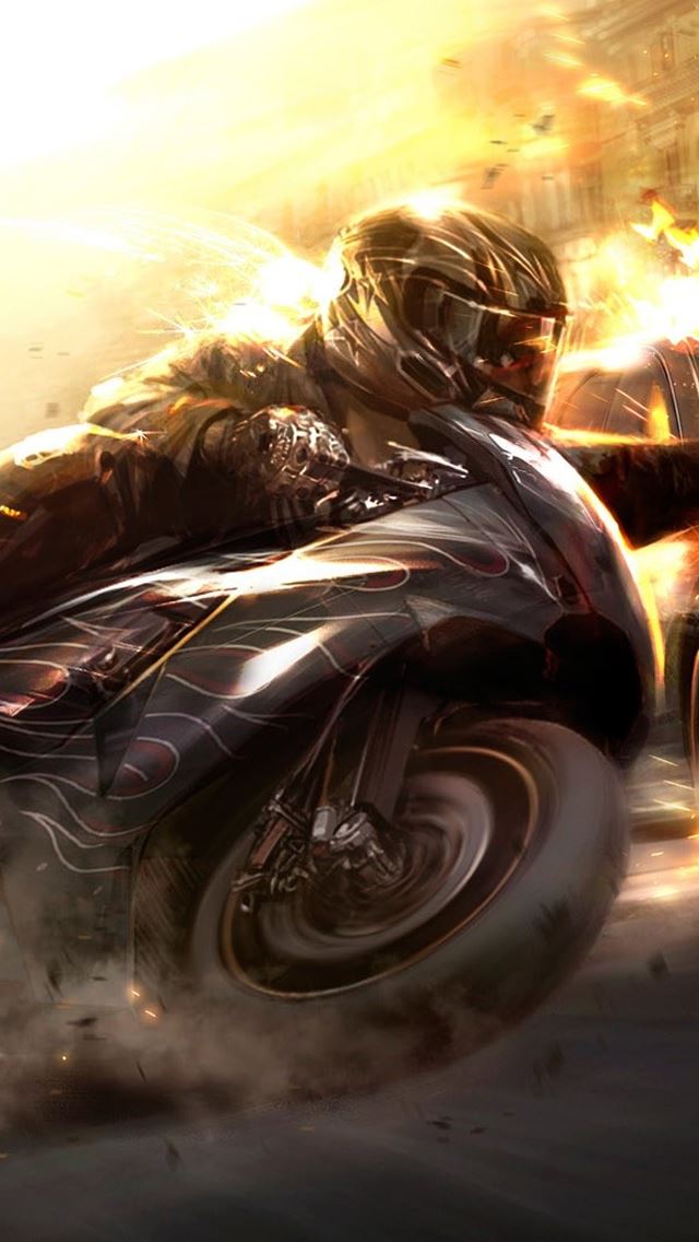 640x1136 Fire Wheelman - race iPhone Wallpaper