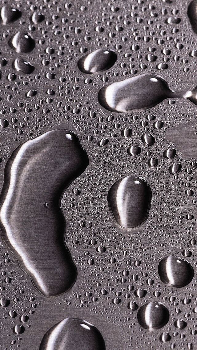 640x1136 Metal Drops - silver iPhone Wallpaper