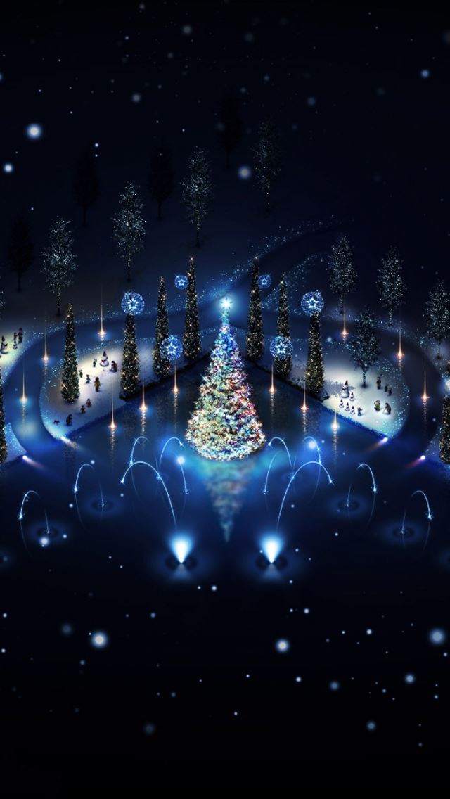 640x1136 Lovely christmas trees lighting - christmas iPhone Wallpaper