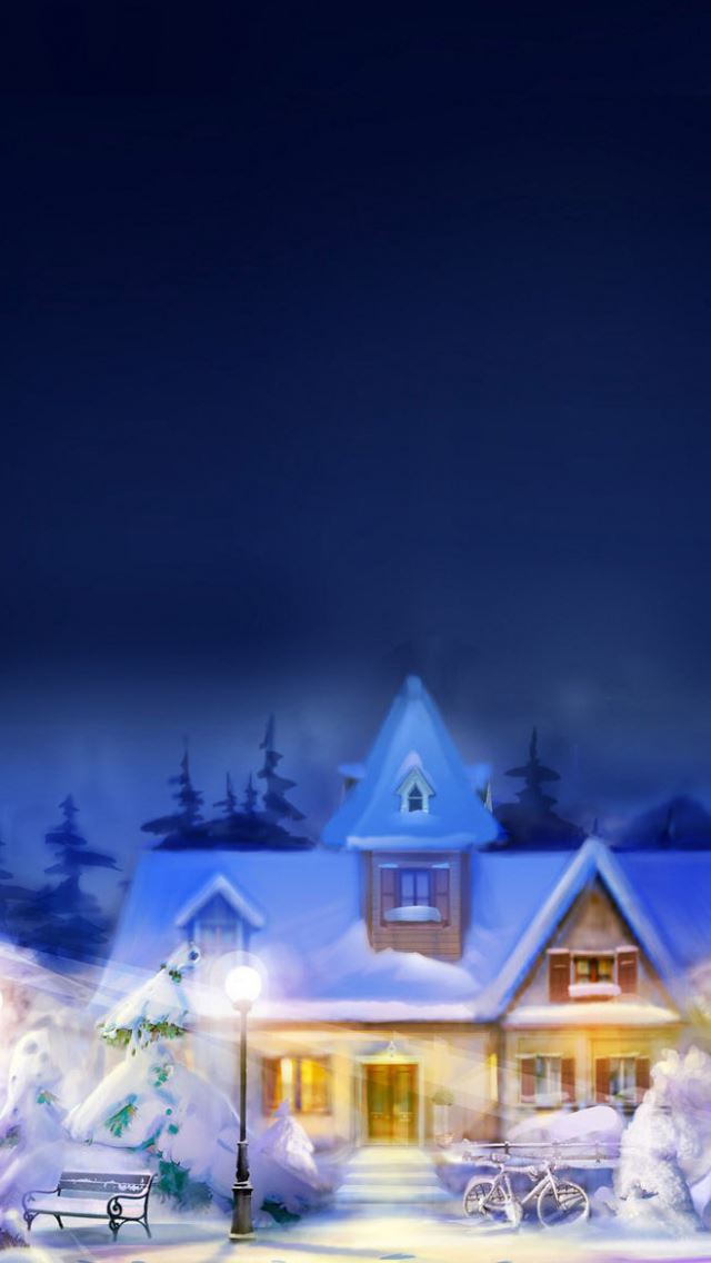 640x1136 Christmas town -  iPhone Wallpaper