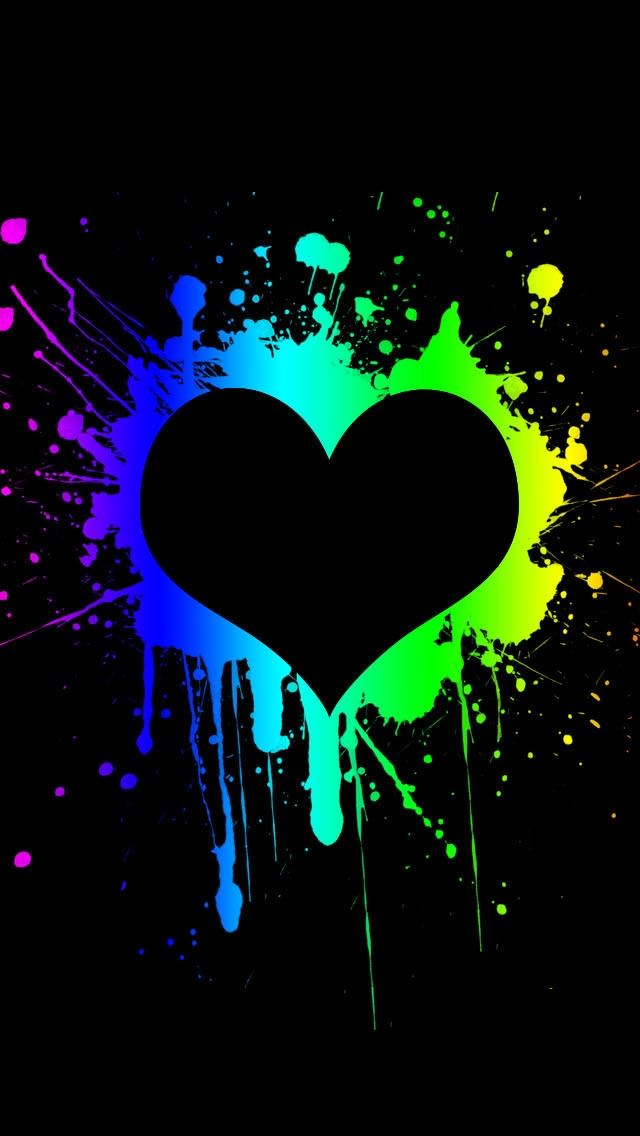 640x1136 Black Heart - purple iPhone Wallpaper