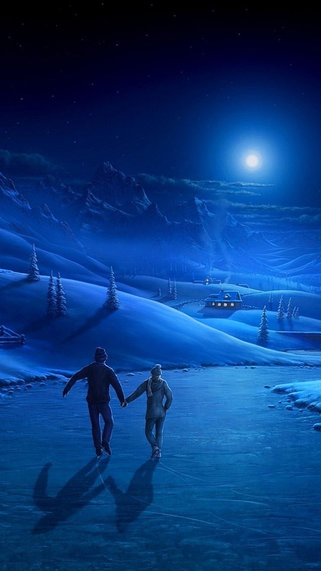 640x1136 Winter Evening Walk -  iPhone Wallpaper
