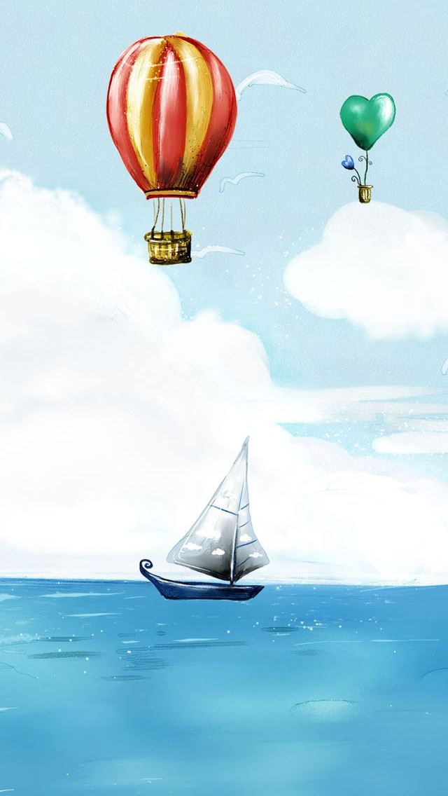 640x1136 Balloons And Boat - balloons iPhone Wallpaper