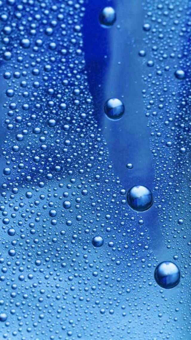 640x1136 Water drops on blue glass -  iPhone Wallpaper