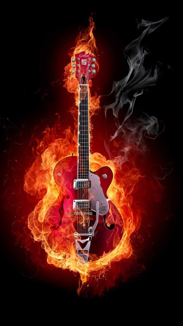 640x1136 Flaming Guitar - flame iPhone Wallpaper