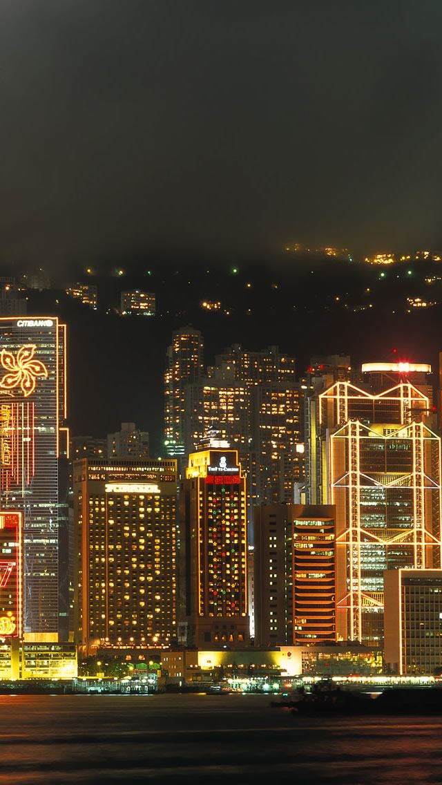 640x1136 HongKong Nigh - tower iPhone Wallpaper