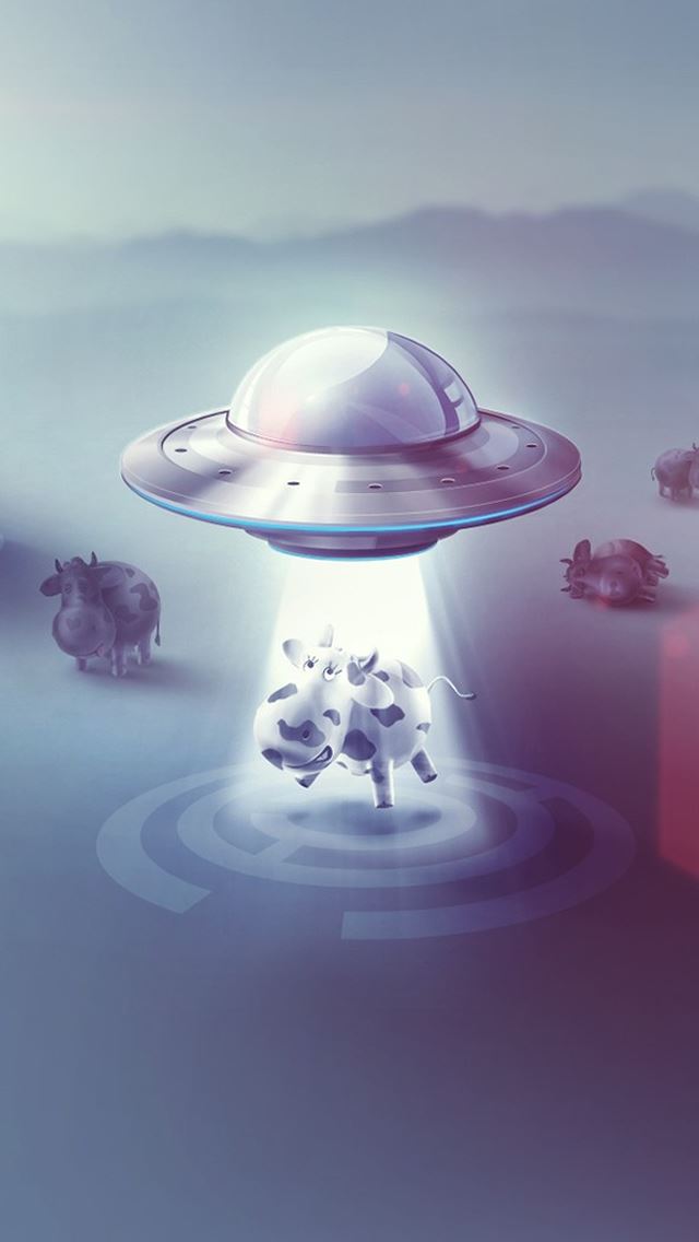640x1136 UFO and Cow - fun iPhone Wallpaper