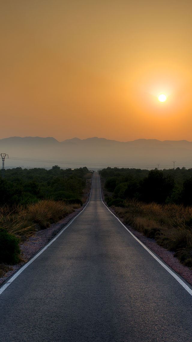 640x1136 Road To Nowhere - sun iPhone Wallpaper