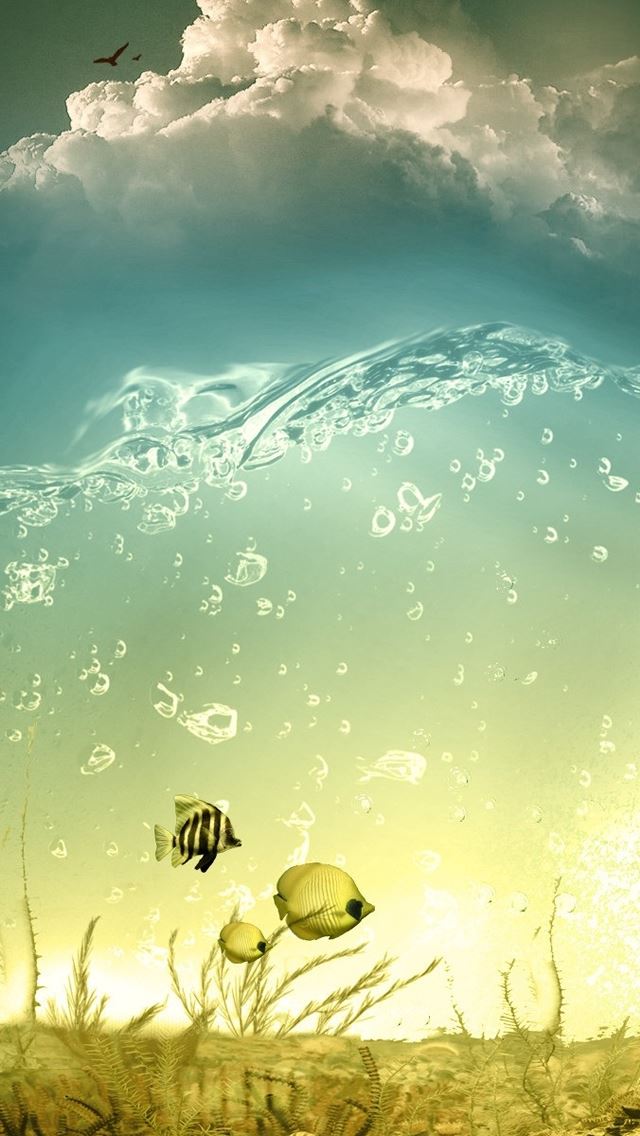 640x1136 Fantasy Water World - fish iPhone Wallpaper