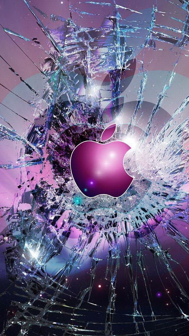 640x1136 Apple Logo Broken Glass -  iPhone Wallpaper