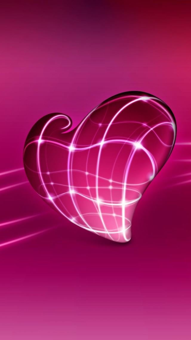 640x1136 3d Pink Heart - heart iPhone Wallpaper