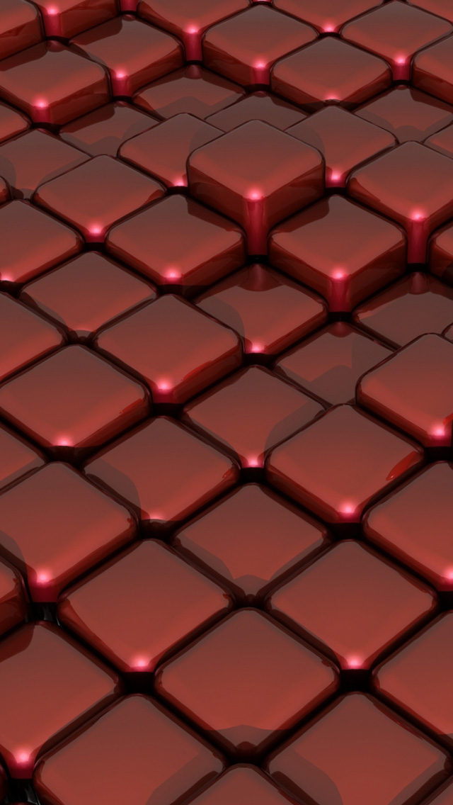 3D red glass on box floor iPhone wallpaper 