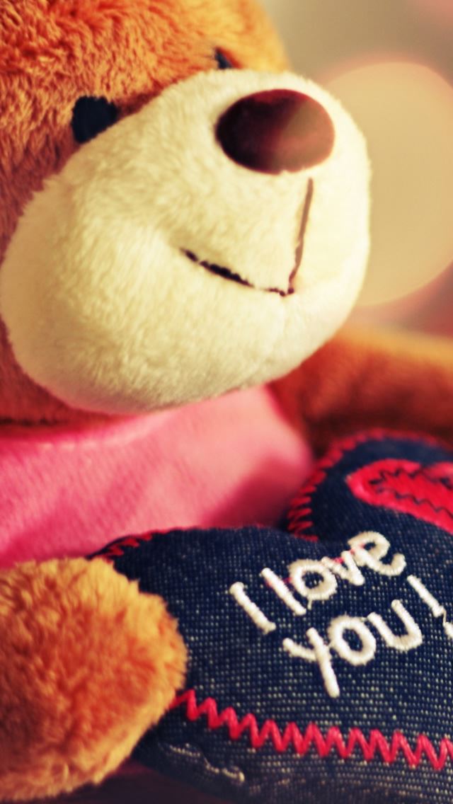 640x1136 I Love You Teddy Bear - valentine's day iPhone Wallpaper