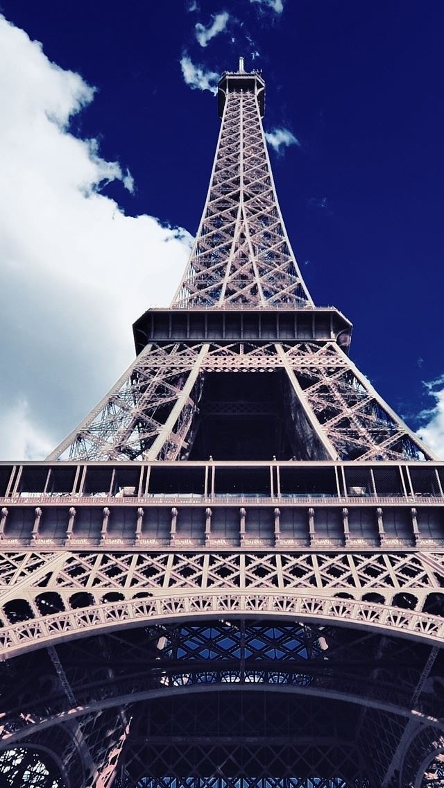 640x1136 Eiffel Tower Bottom Up View - cloud iPhone Wallpaper