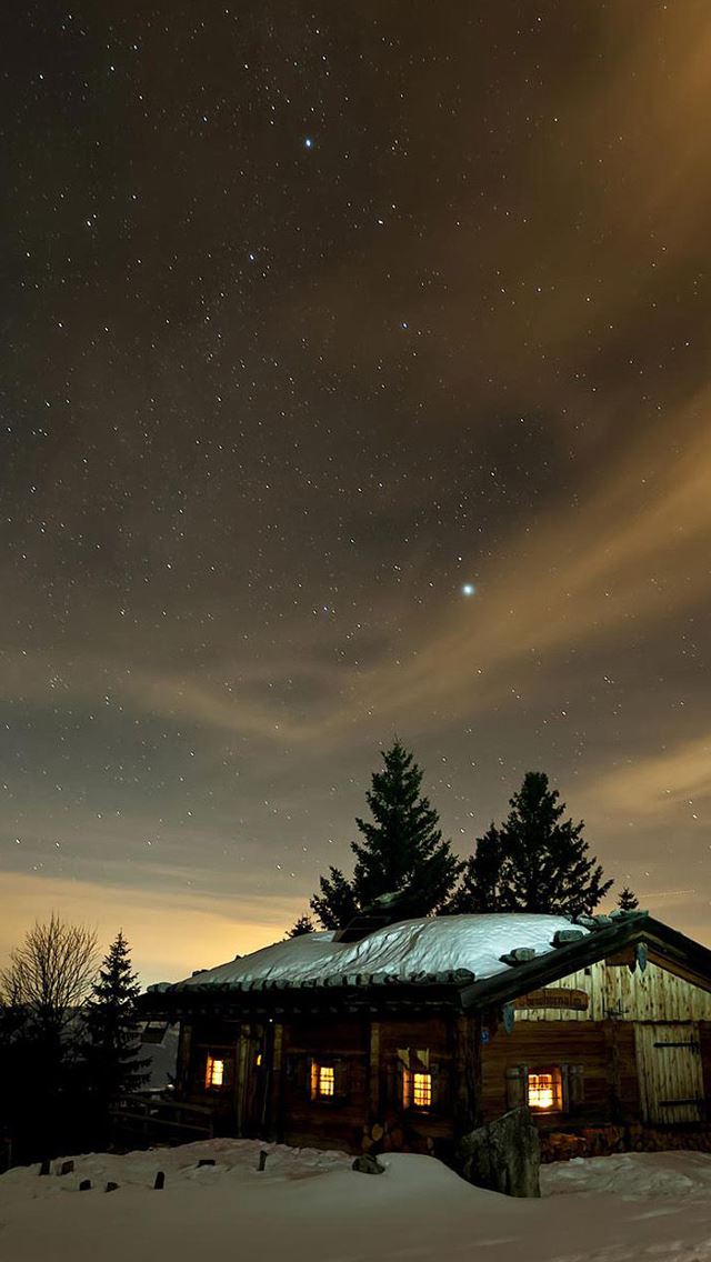 640x1136 Winter night sky - winter iPhone Wallpaper