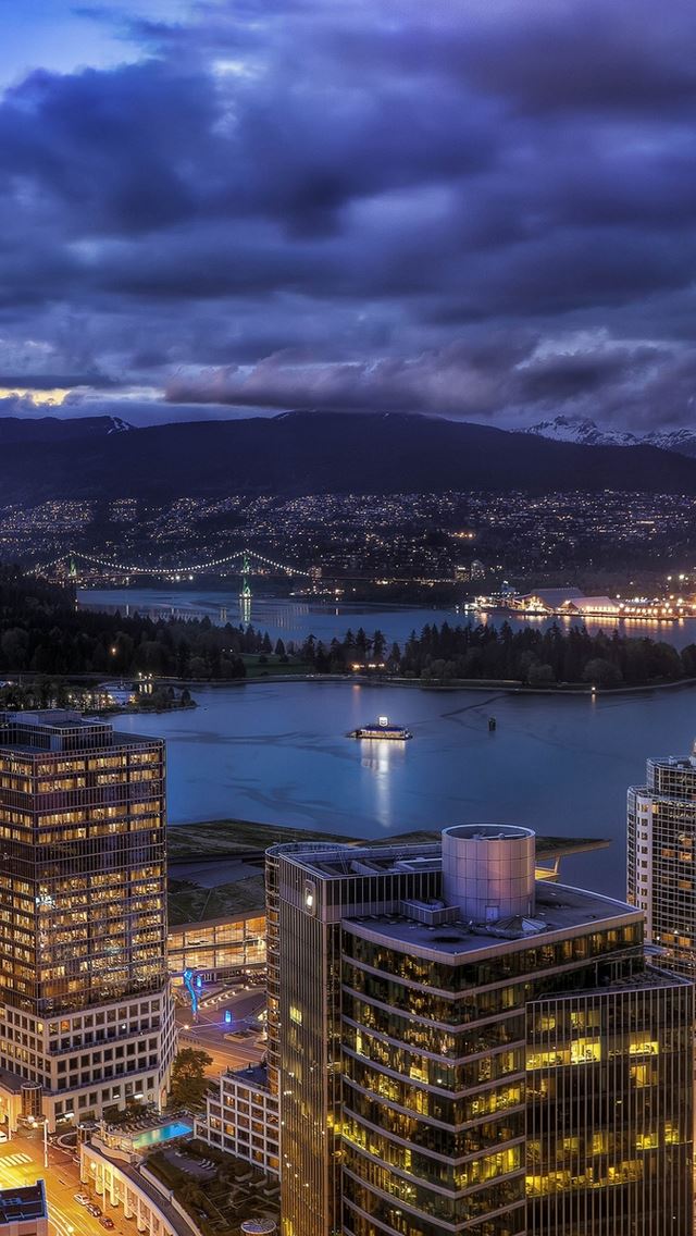 640x1136 Vancouver City Skyline -  iPhone Wallpaper