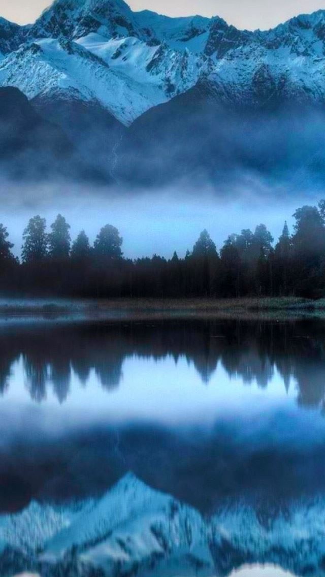640x1136 Foggy Lake - snow iPhone Wallpaper