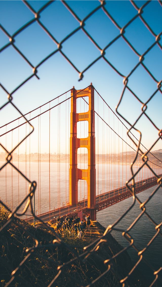 640x1136 Sunrise at Golden Gate - fence iPhone Wallpaper