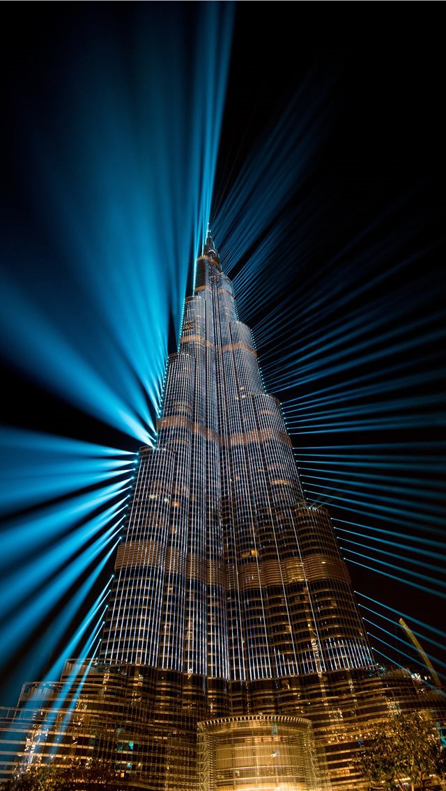 640x1136 Burj Khalifa at night  Dubai - long exposure iPhone Wallpaper