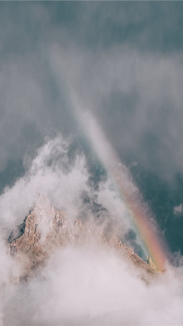 640x1136 Rainbow over the summit - mobile wallpaper iPhone Wallpaper