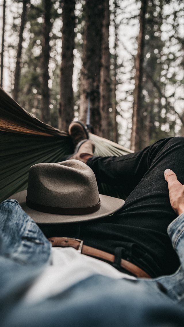 640x1136 Campsite Hammock - pine tree iPhone Wallpaper