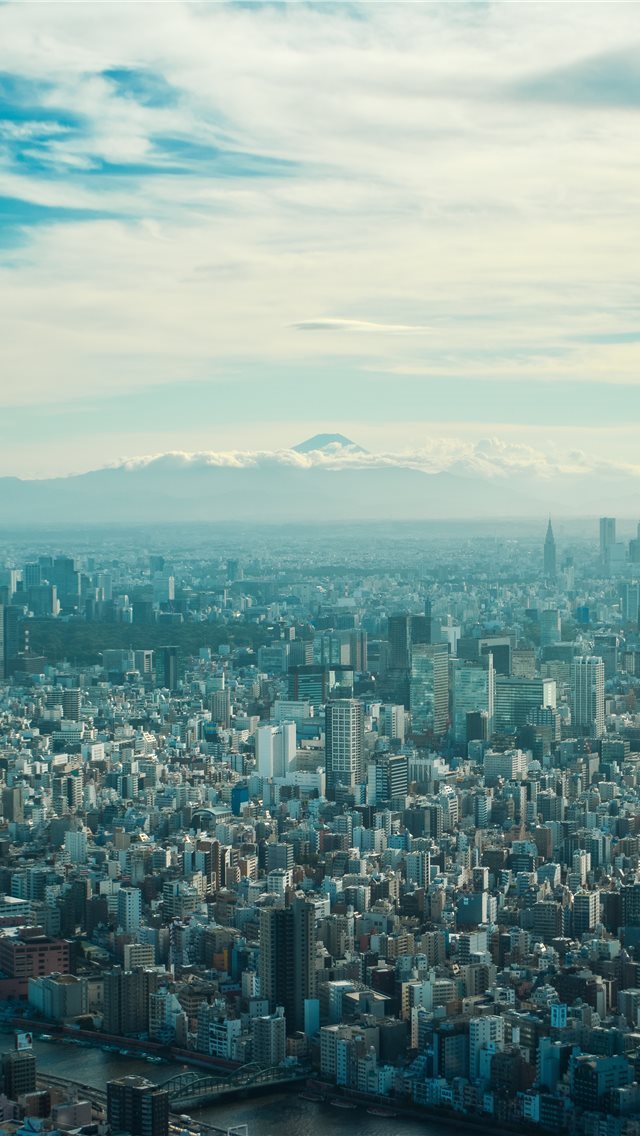 640x1136 Fuji over tokyo - building iPhone Wallpaper