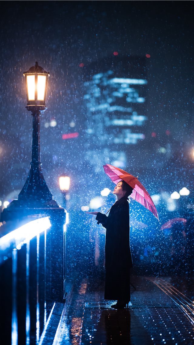 640x1136 Rainy winter - girl iPhone Wallpaper