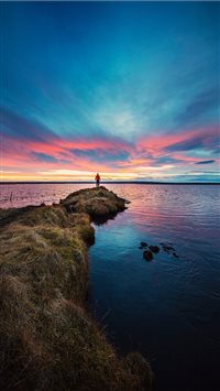 Fiery Skies at Lake Mývatn wallpaper