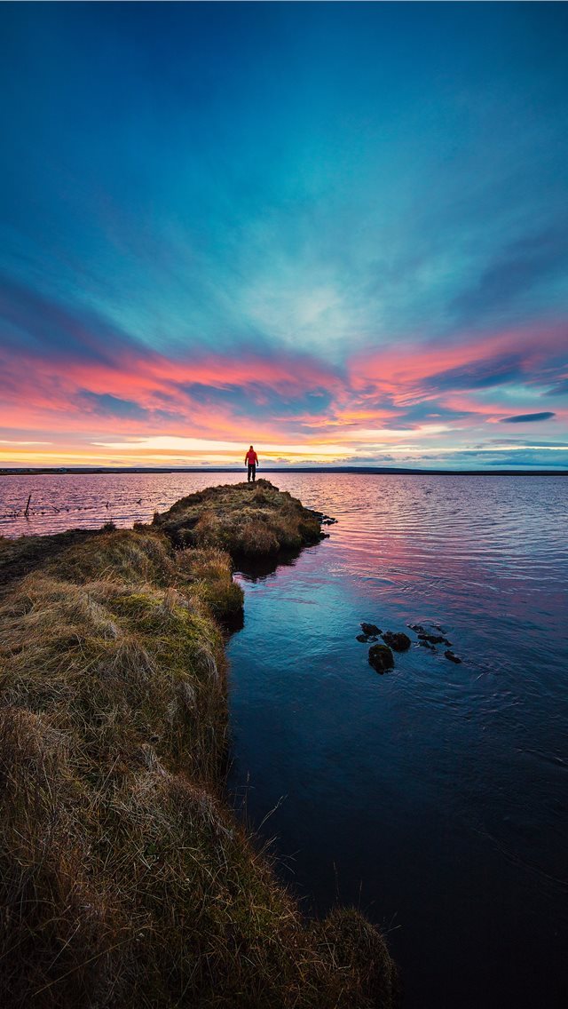 640x1136 Fiery Skies at Lake Mývatn - iceland iPhone Wallpaper