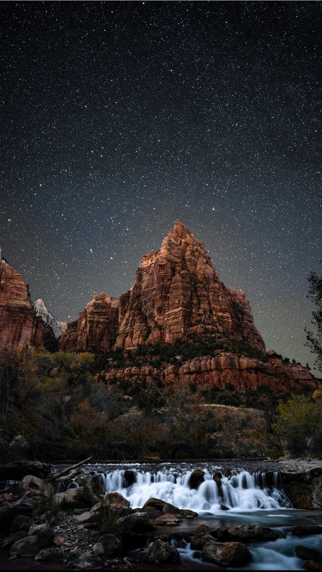 640x1136 plateau and body of water at night - night sky iPhone Wallpaper