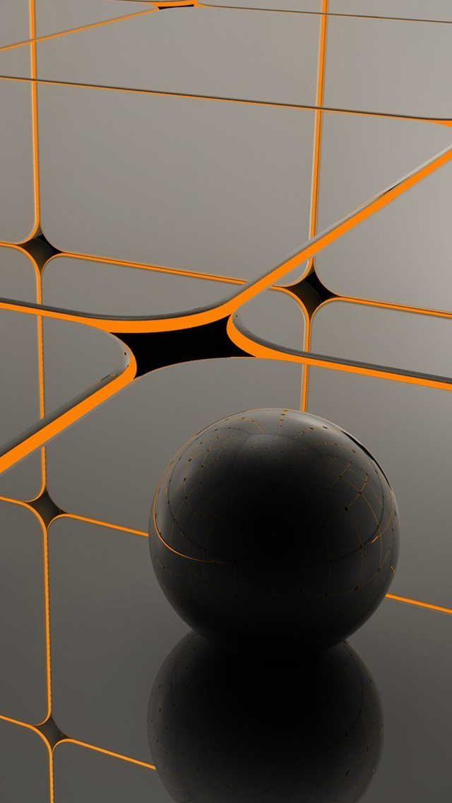 Spheres Reflecting on Floor iPhone wallpaper 