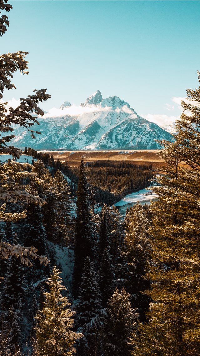 640x1136 landscape photography of white mountain - fir iPhone Wallpaper
