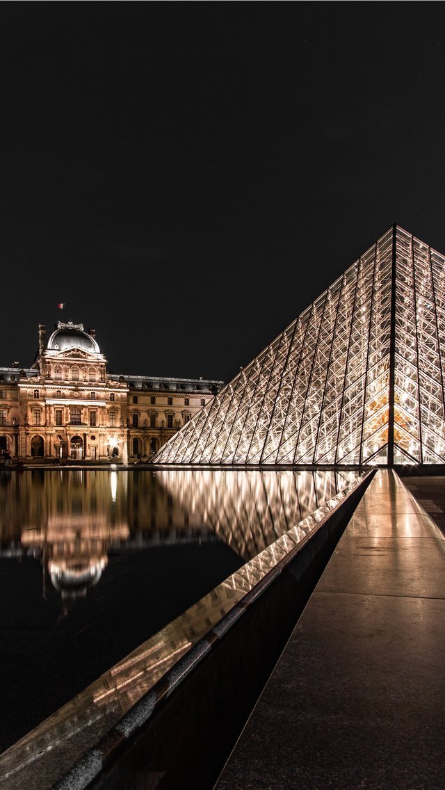 640x1136 glass building during nighttime - france iPhone Wallpaper