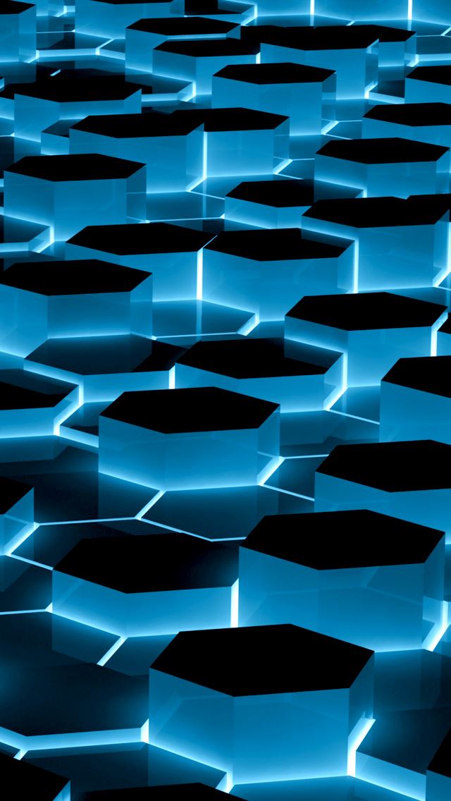 640x1136 Blue Hexagons 3D - hexagons iPhone Wallpaper