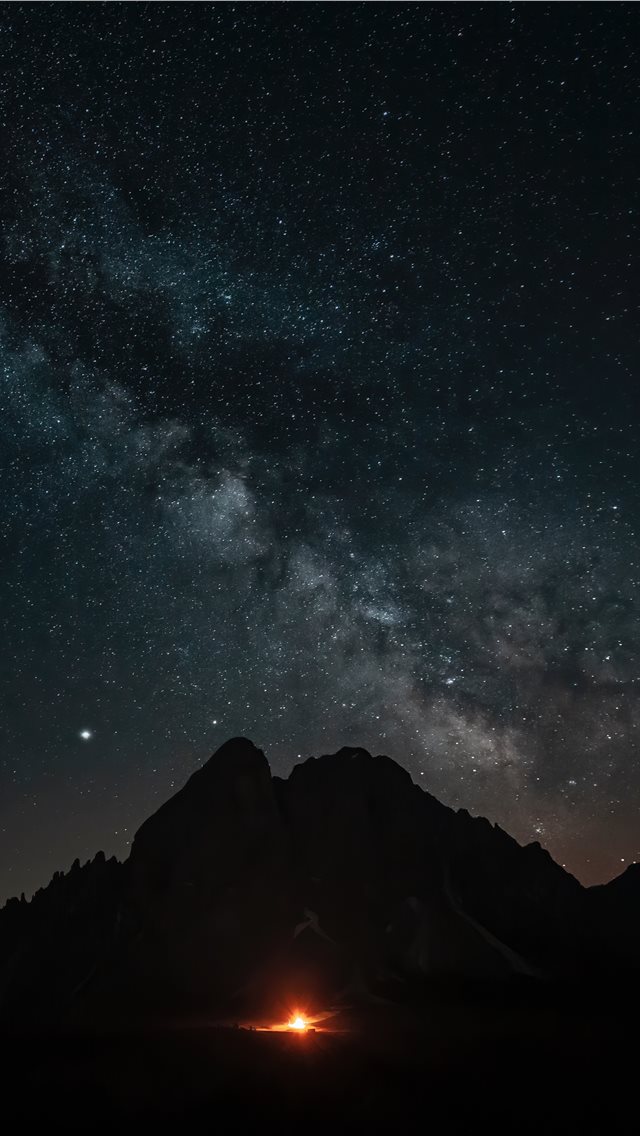 Milkyway over the peak Putia  Dolomites Nature Her... iPhone wallpaper 